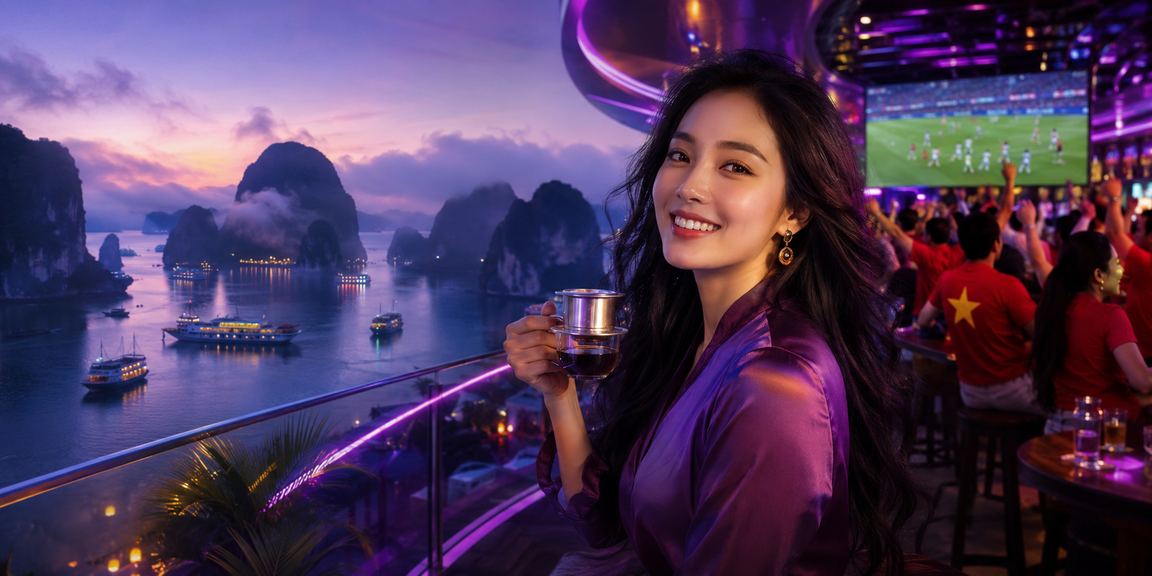 Người dùng xem casino và betting tại quán cà phê ven vịnh Hạ Long